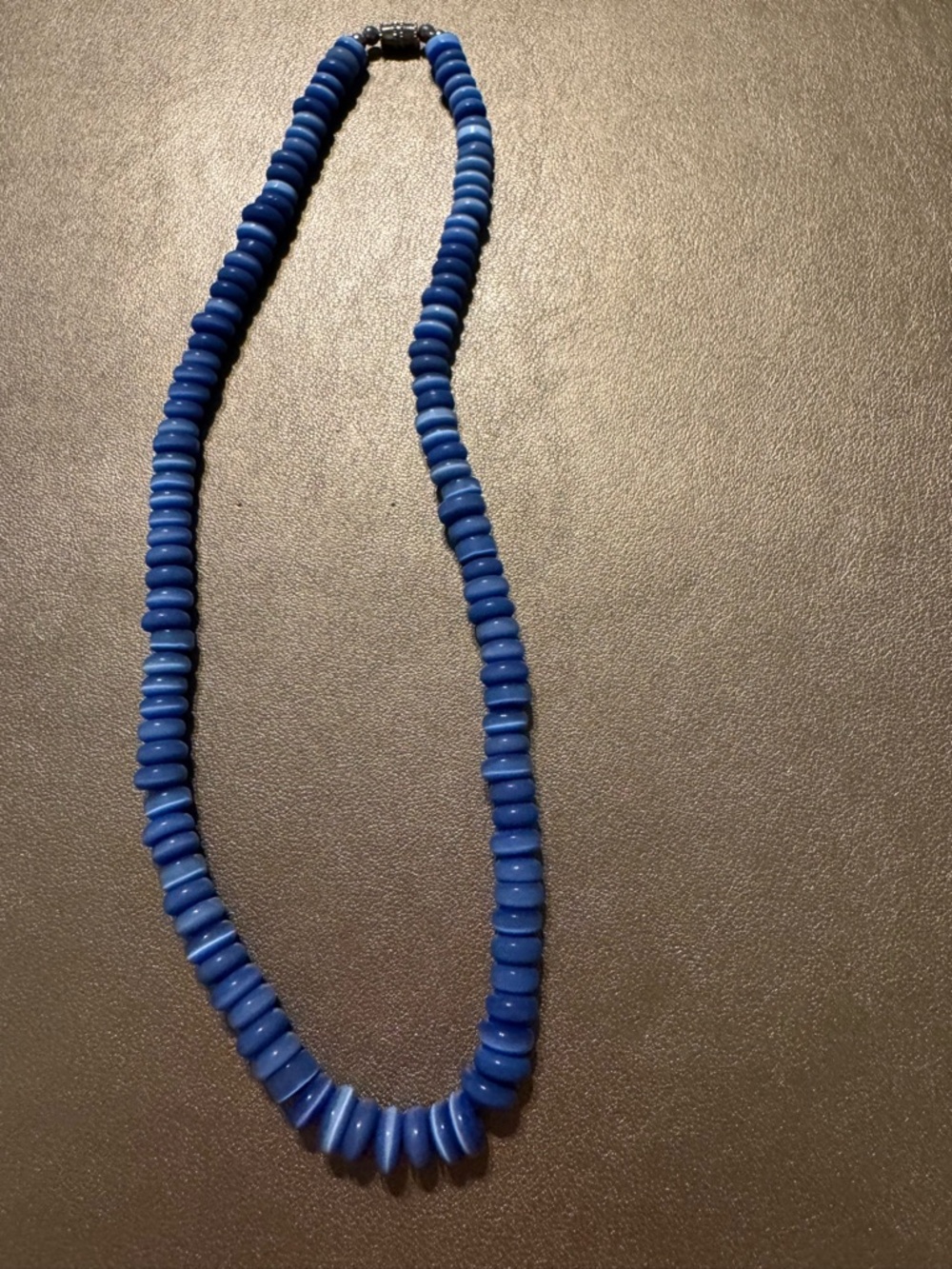 Blue Beaded Cat’s Eye Glass Women's Necklace - Classic Strand